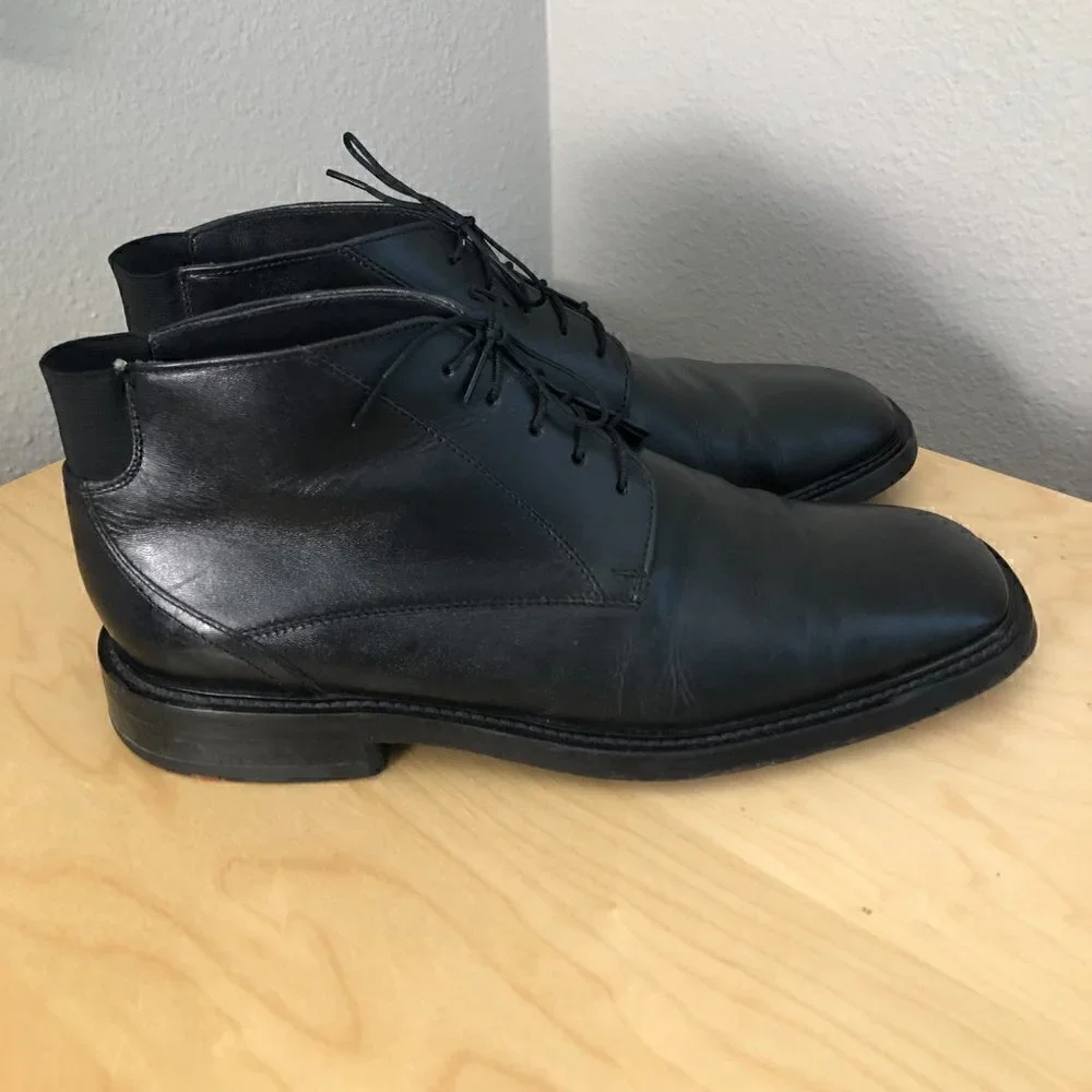 LLOYD Olon Leather Chukka Boot EUR 42.5 Black Square Toe Made in Germany